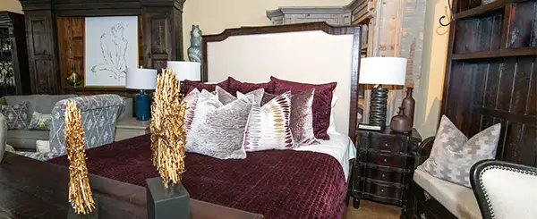 Oasis Bedroom display with sculpture in foreground. Oasis Bedroom display with sculpture in foreground.